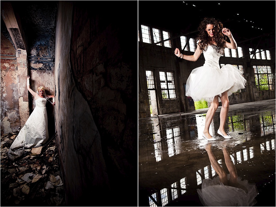 Hochzeitsfotograf Fulda: Trash the Dress mit mehreren Bräuten im Schwimmbad (6)