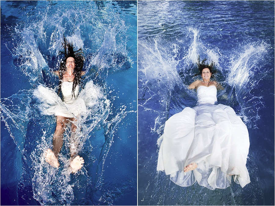 Hochzeitsfotograf Fulda: Trash the Dress mit mehreren Bräuten im Schwimmbad (11)