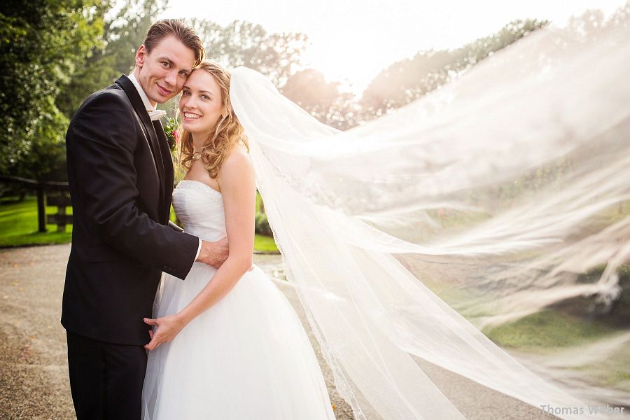 Hochzeitsfotograf Oldenburg: Hochzeitsfoto von Regina und Konrad Wysocki (EWE Baskets Oldenburg) auf Gut Horn (Gristede)