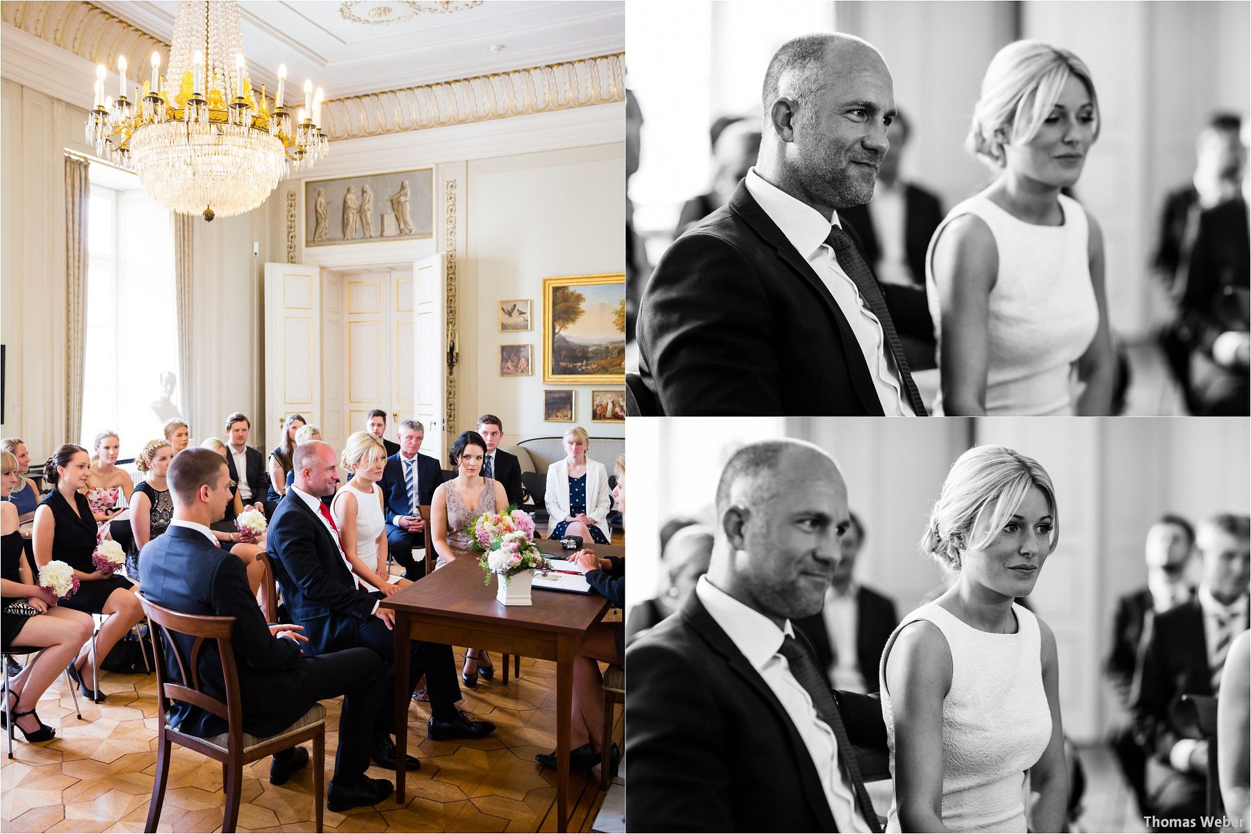 Hochzeitsfotograf Thomas Weber aus Oldenburg: Hochzeitsreportage und Hochzeitsfotos der standesamtlichen Trauung im Schloss Oldenburg, kirchlichen Hochzeit in der Lambertikirche Oldenburg und Hochzeitsfeier auf dem Gut Horn Gristede