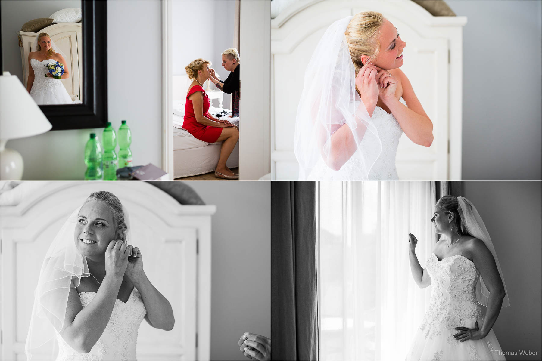 Hochzeitsfotograf bei einer Hochzeit auf Schloss Gamehl an der Ostsee: Die Ankleide der Braut