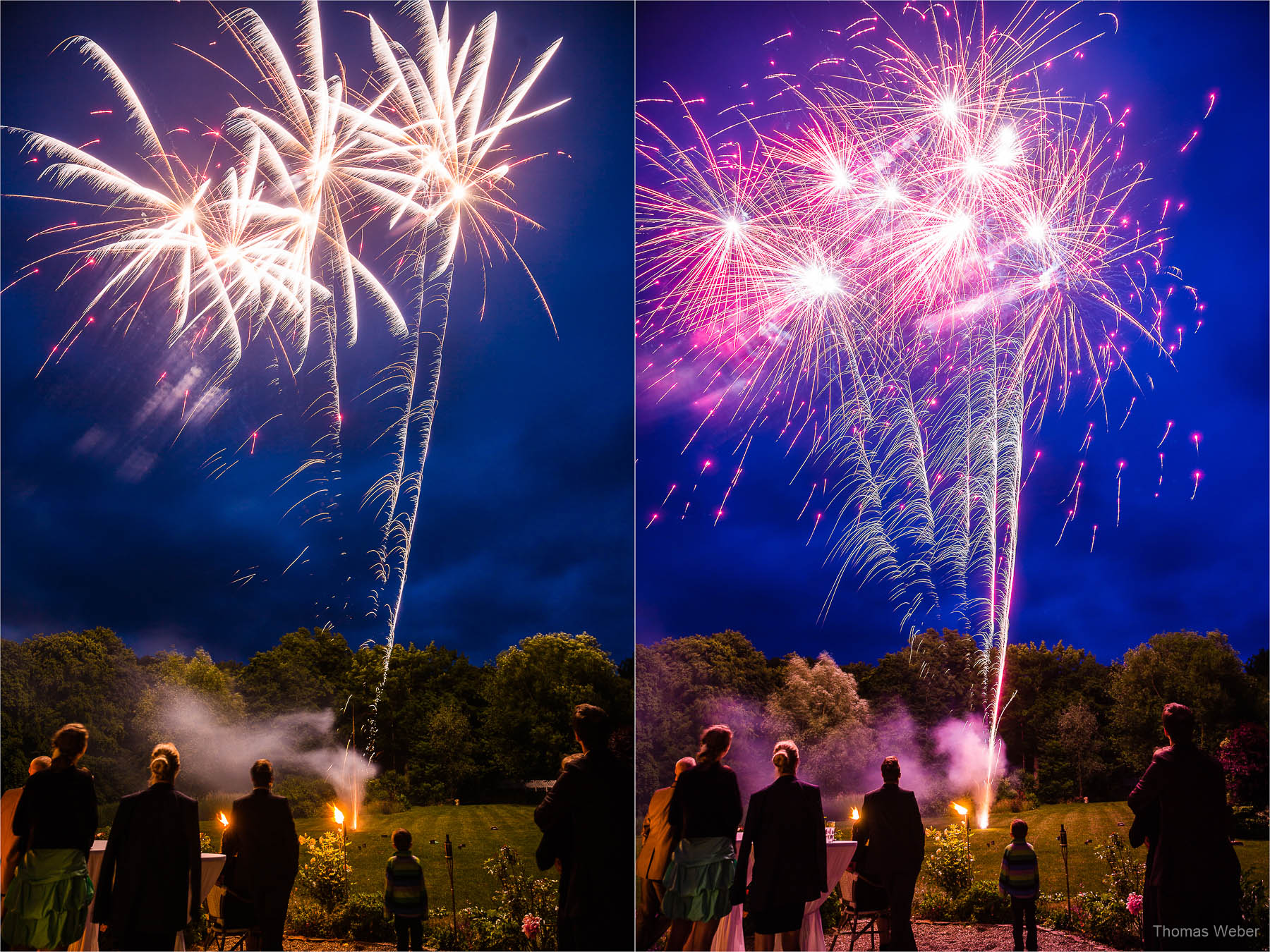 Hochzeitsfotograf bei einer Hochzeit auf Schloss Gamehl an der Ostsee: Feuerwerk zur Hochzeit