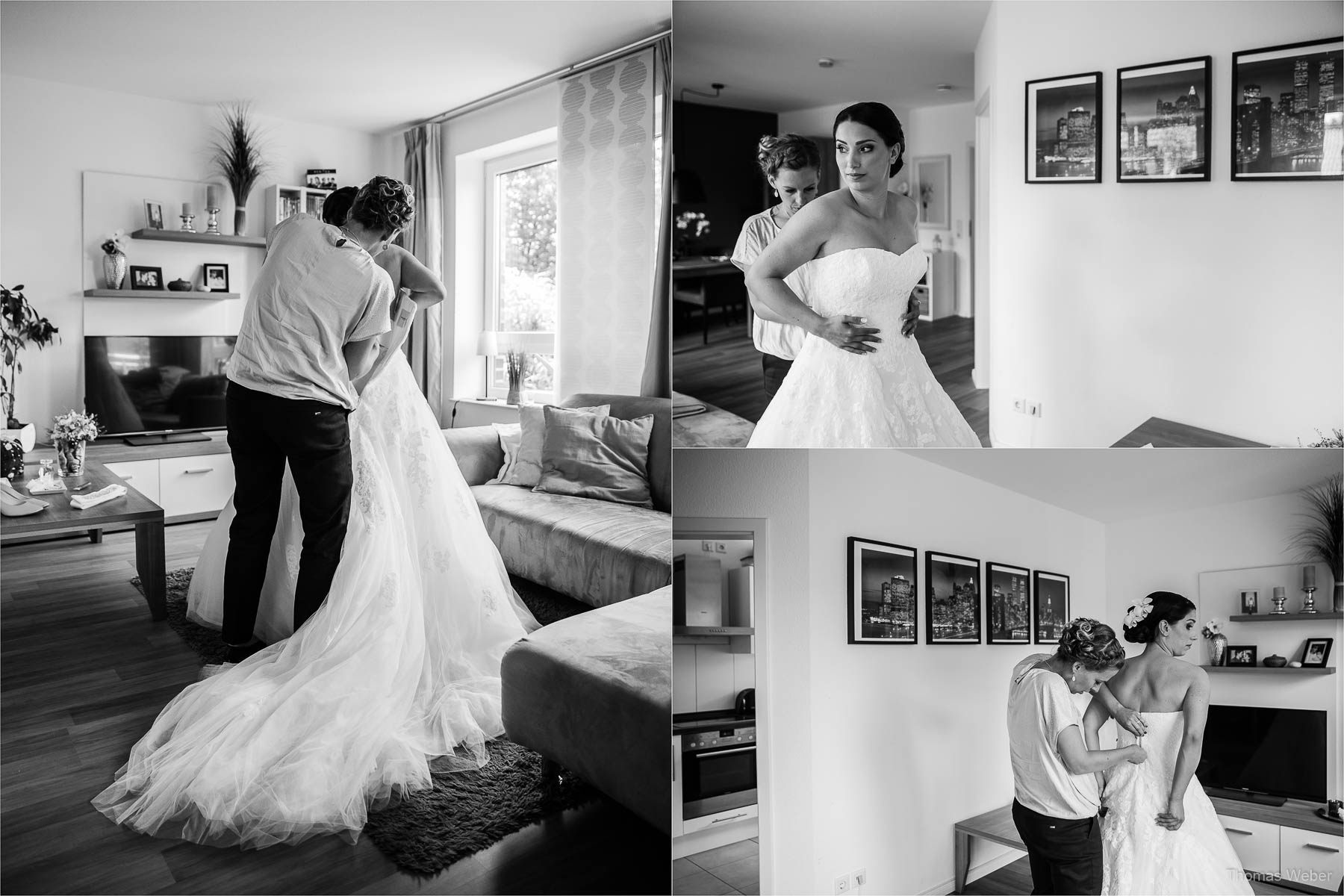 Vorbereitungen der Braut zur Hochzeit auf dem Gut Horn in Gristede, Hochzeitsfotograf Oldenburg, Thomas Weber