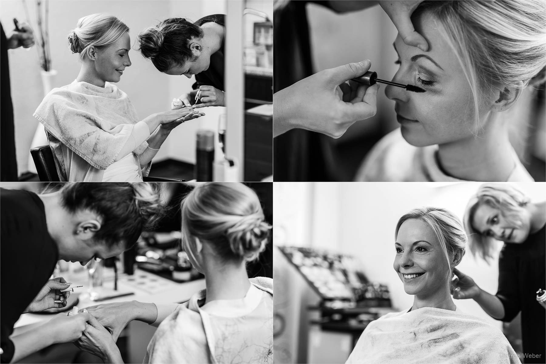 Hairstyling und Makeup der Braut für die Hochzeit im Standesamt am Pferdemarkt in Oldenburg, Hochzeitsfotograf Oldenburg Thomas Weber