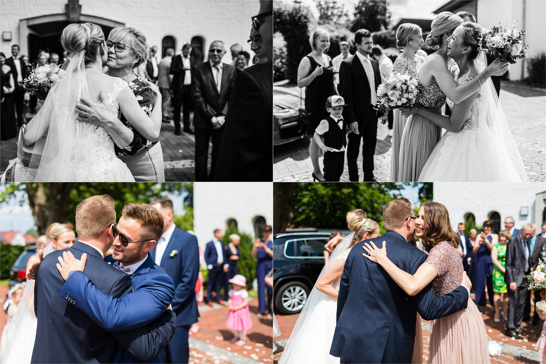 Die Gratulation der Hochzeitsgäste, Kirchliche Hochzeit in Rastede und Hochzeitsfeier in der Scheune St. Georg Rastede, Hochzeitsfotograf Thomas Weber aus Oldenburg