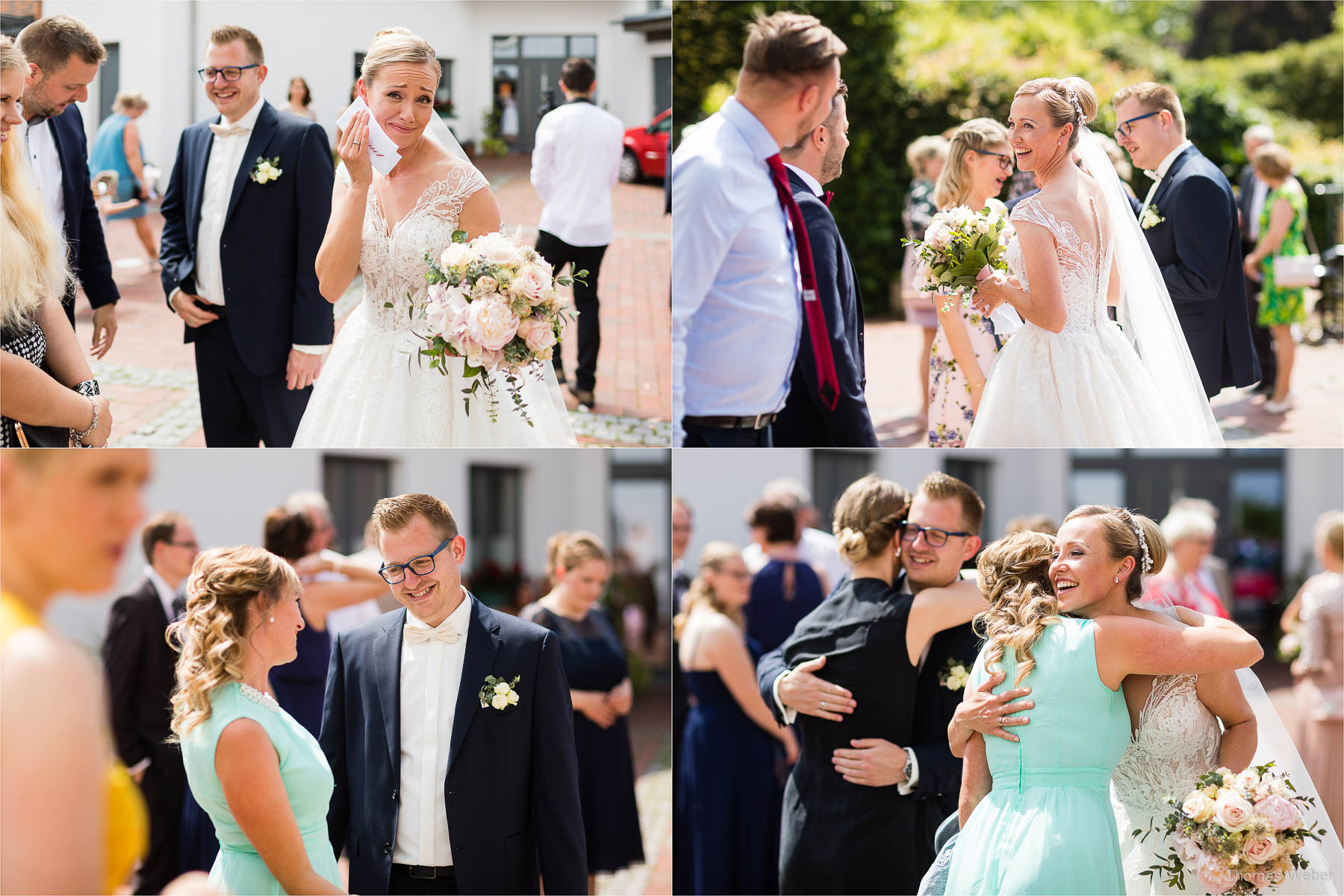 Die Gratulation der Hochzeitsgäste, Kirchliche Hochzeit in Rastede und Hochzeitsfeier in der Scheune St. Georg Rastede, Hochzeitsfotograf Thomas Weber aus Oldenburg