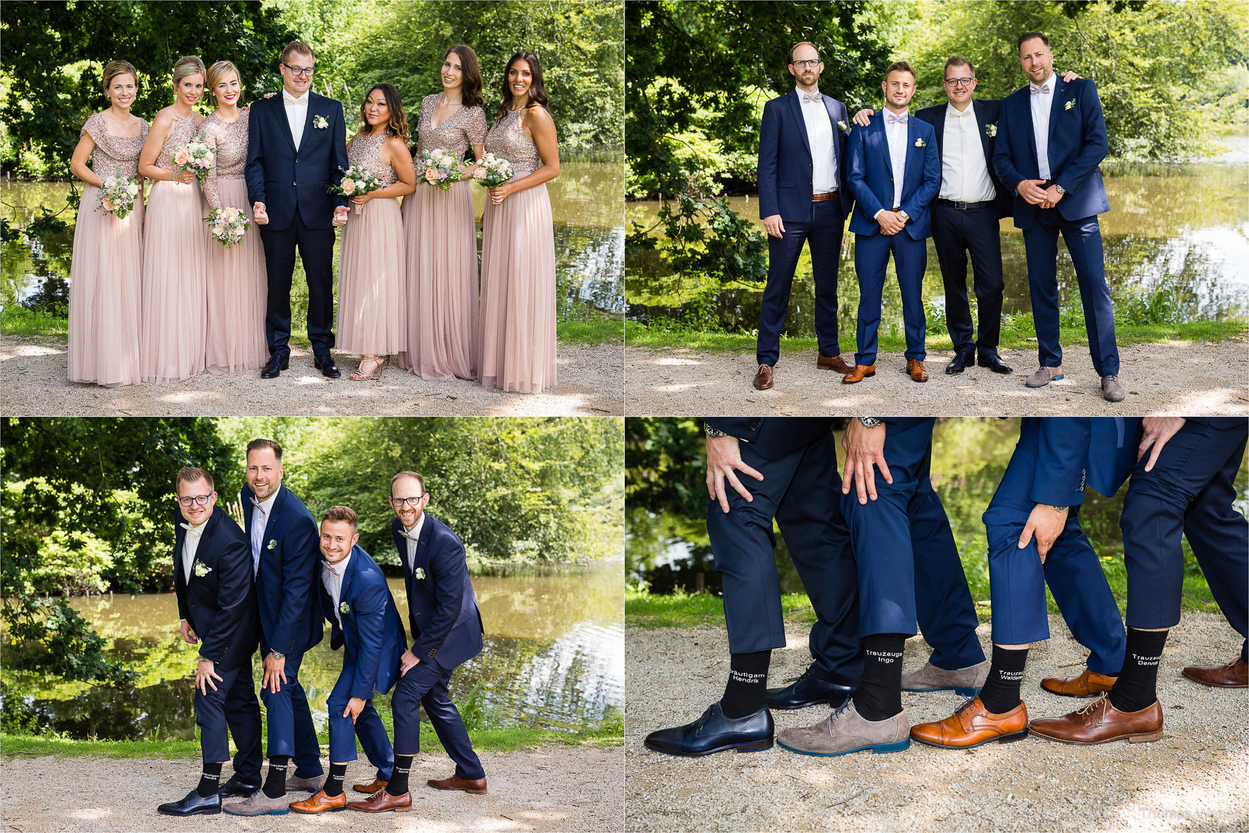 Fotos mit den Trauzeugen und Freunden, Kirchliche Hochzeit in Rastede und Hochzeitsfeier in der Scheune St. Georg Rastede, Hochzeitsfotograf Thomas Weber aus Oldenburg