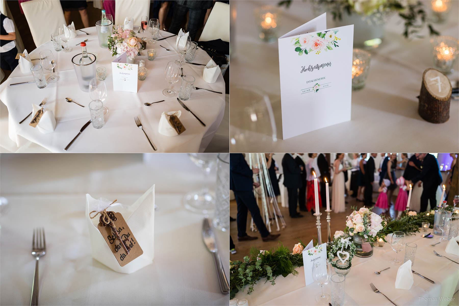 Das Essen auf der Hochzeitsfeier, Kirchliche Hochzeit in Rastede und Hochzeitsfeier in der Scheune St. Georg Rastede, Hochzeitsfotograf Thomas Weber aus Oldenburg