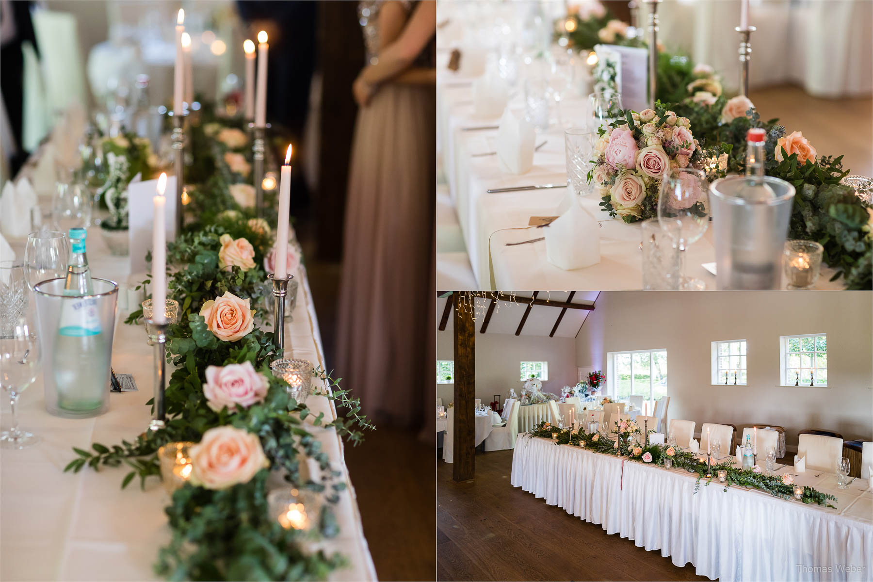 Das Essen auf der Hochzeitsfeier, Kirchliche Hochzeit in Rastede und Hochzeitsfeier in der Scheune St. Georg Rastede, Hochzeitsfotograf Thomas Weber aus Oldenburg