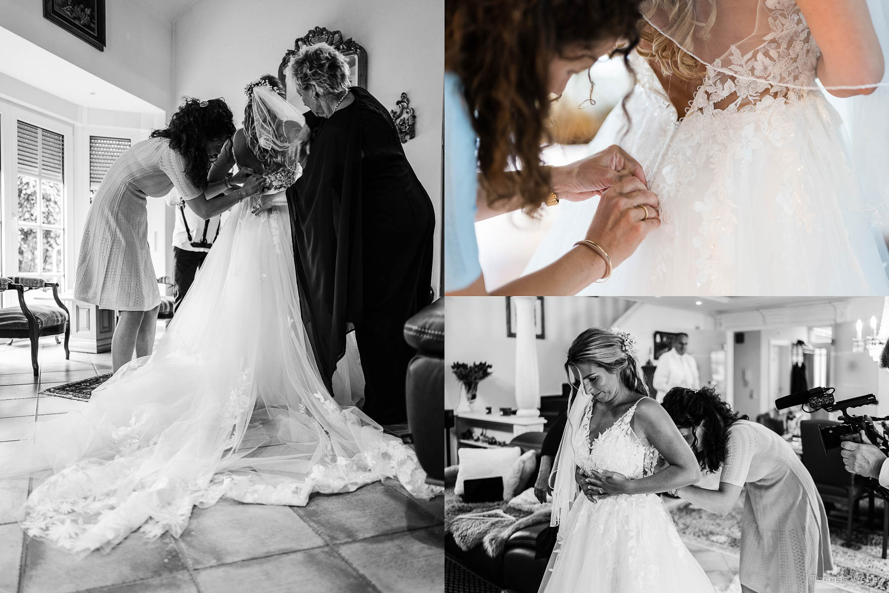 Braut und Brautkleid vor der Hochzeit in Hooksiel, Hochzeitsfotograf Thomas Weber aus Oldenburg