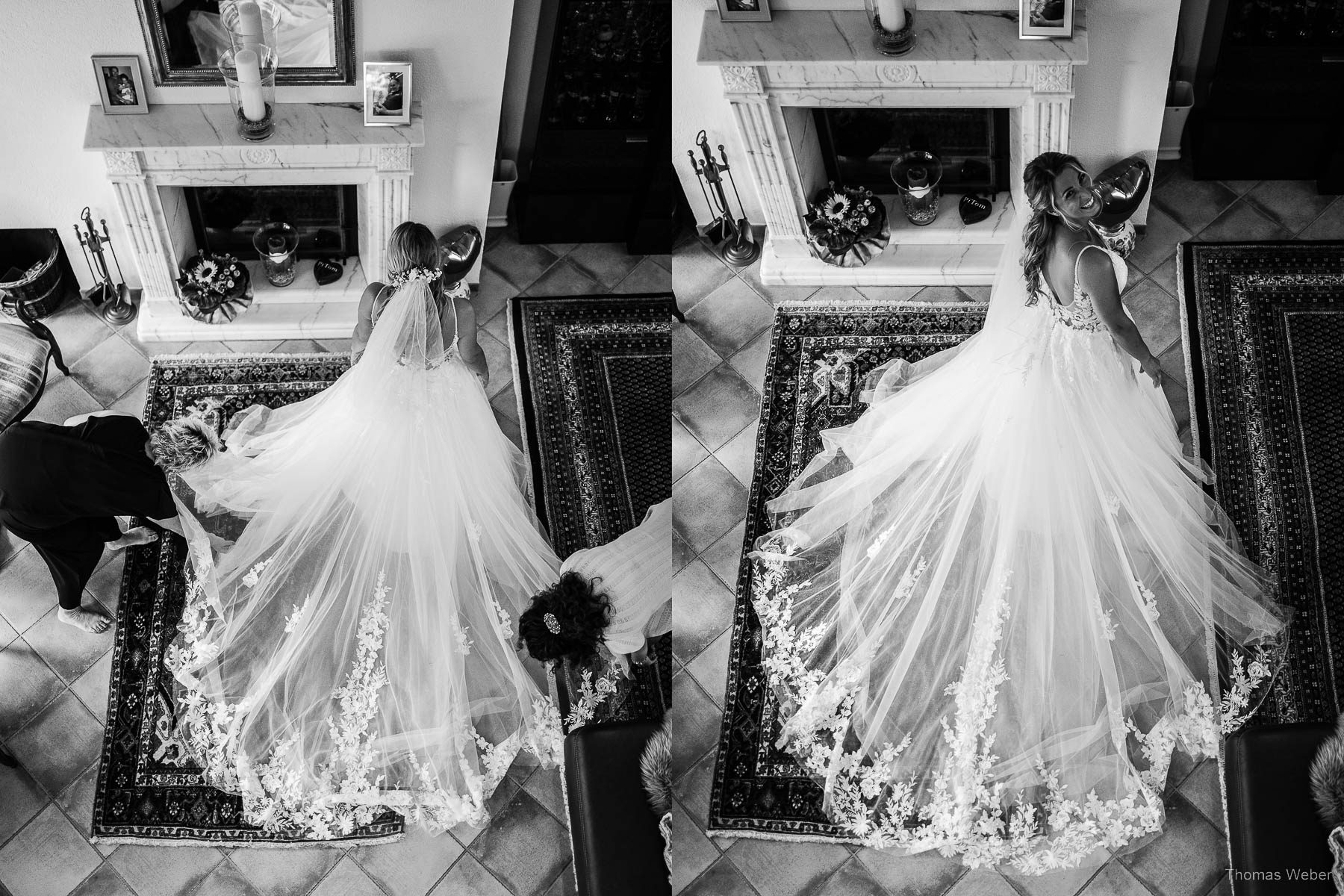 Braut und Brautkleid vor der Hochzeit in Hooksiel, Hochzeitsfotograf Thomas Weber aus Oldenburg