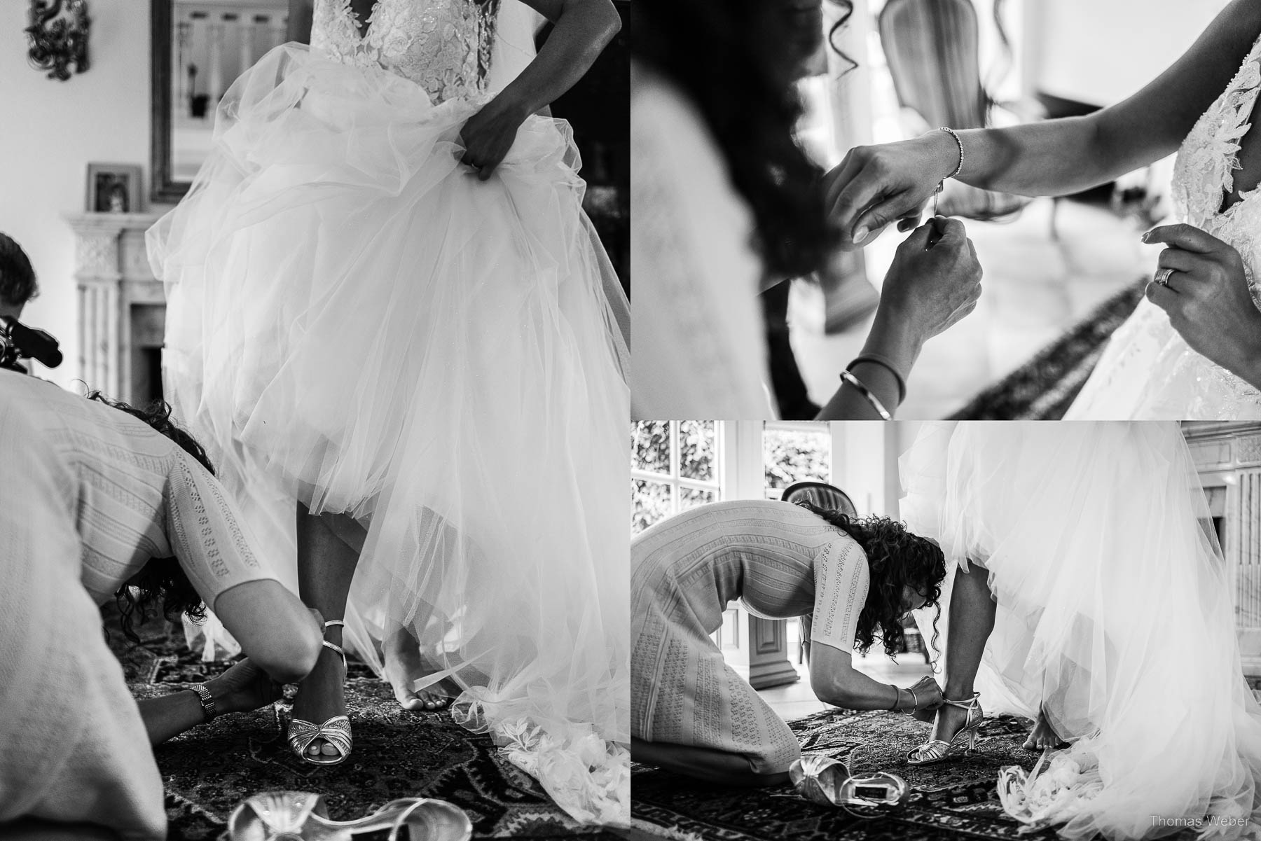 Braut und Brautkleid vor der Hochzeit in Hooksiel, Hochzeitsfotograf Thomas Weber aus Oldenburg