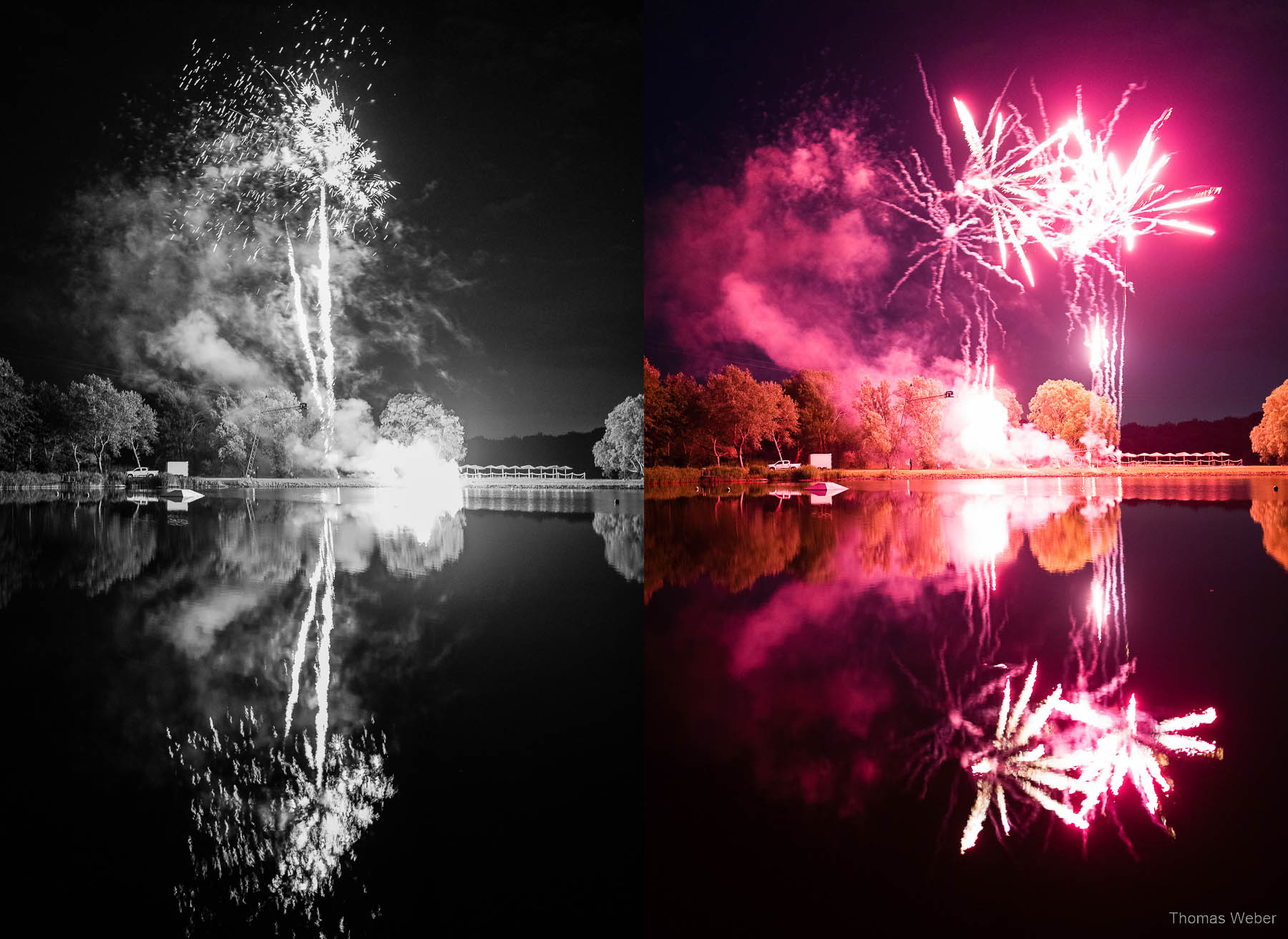 Feuerwerk an den Hooksieler Skiterrassen, Hochzeitsfotograf Thomas Weber aus Oldenburg