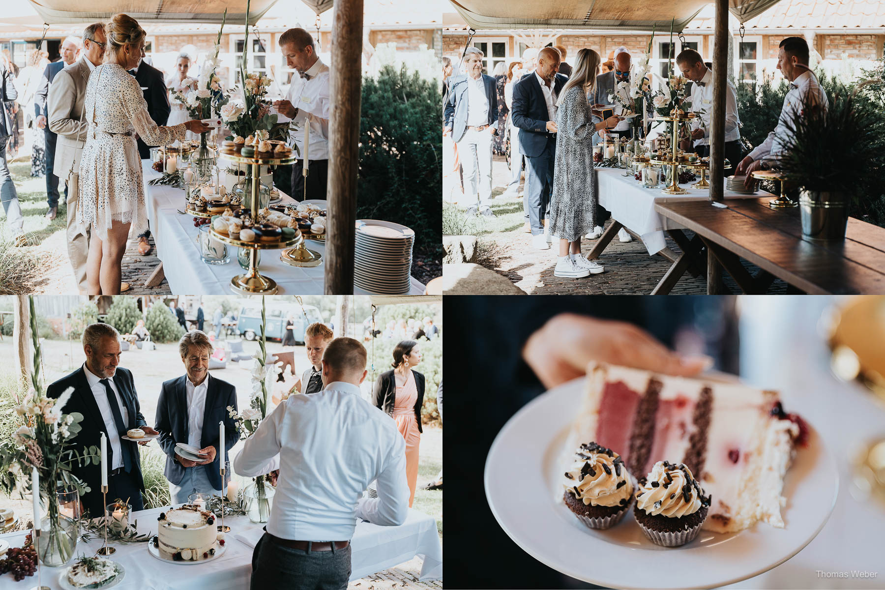 Empfang der Hochzeitsgäste und Hochzeitstorte am Nordenholzer Hof, Hochzeitsfotograf Thomas Weber