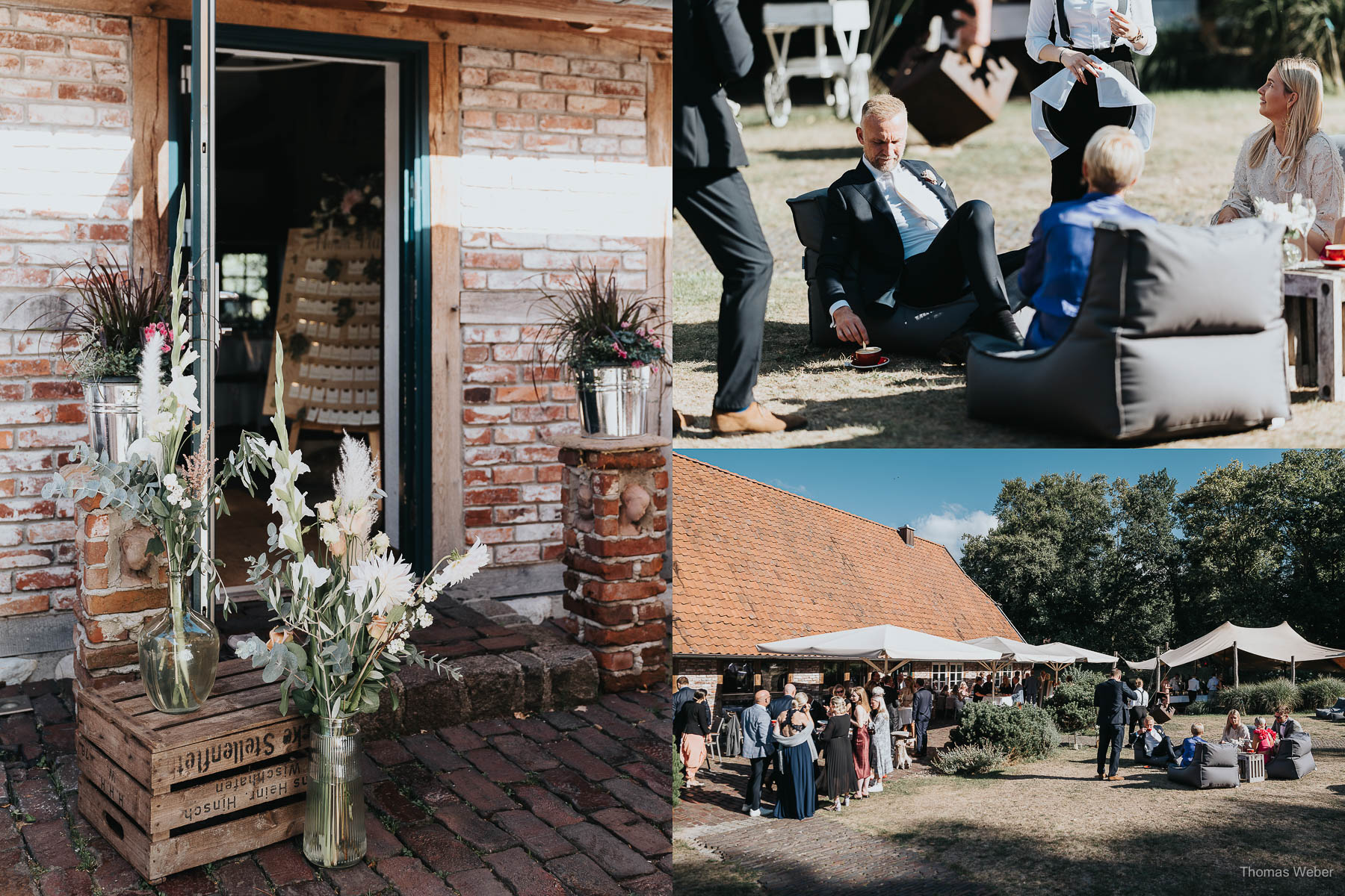 Empfang der Hochzeitsgäste und Hochzeitstorte am Nordenholzer Hof, Hochzeitsfotograf Thomas Weber