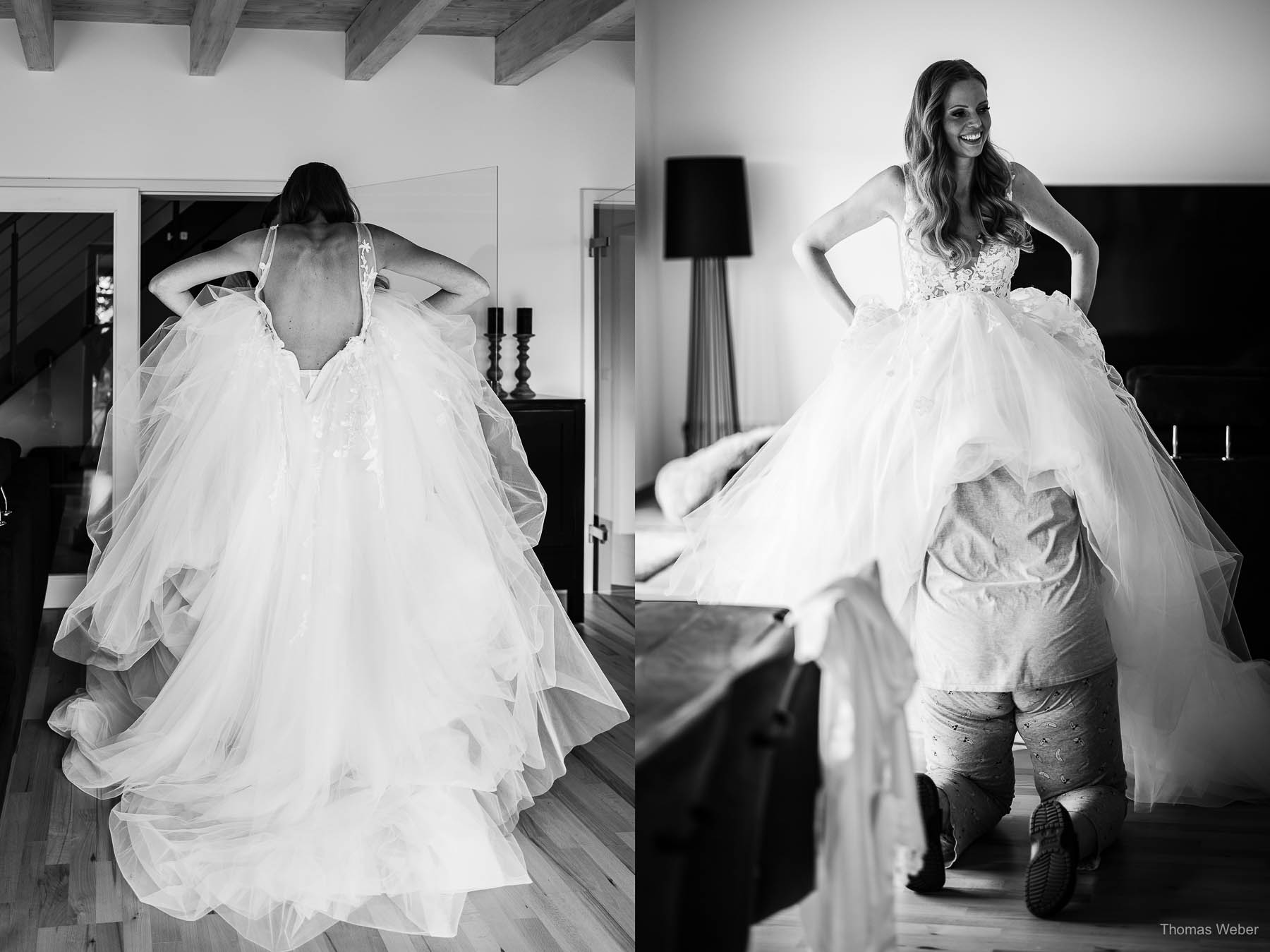 Ankleide der Braut vor der Hochzeit, Hochzeitsfotograf Thomas Weber aus Oldenburg