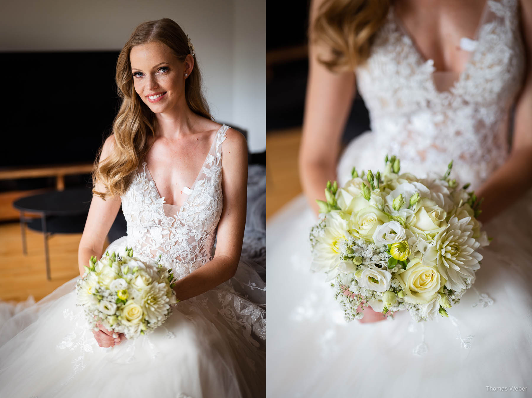 Ankleide der Braut vor der Hochzeit, Hochzeitsfotograf Thomas Weber aus Oldenburg