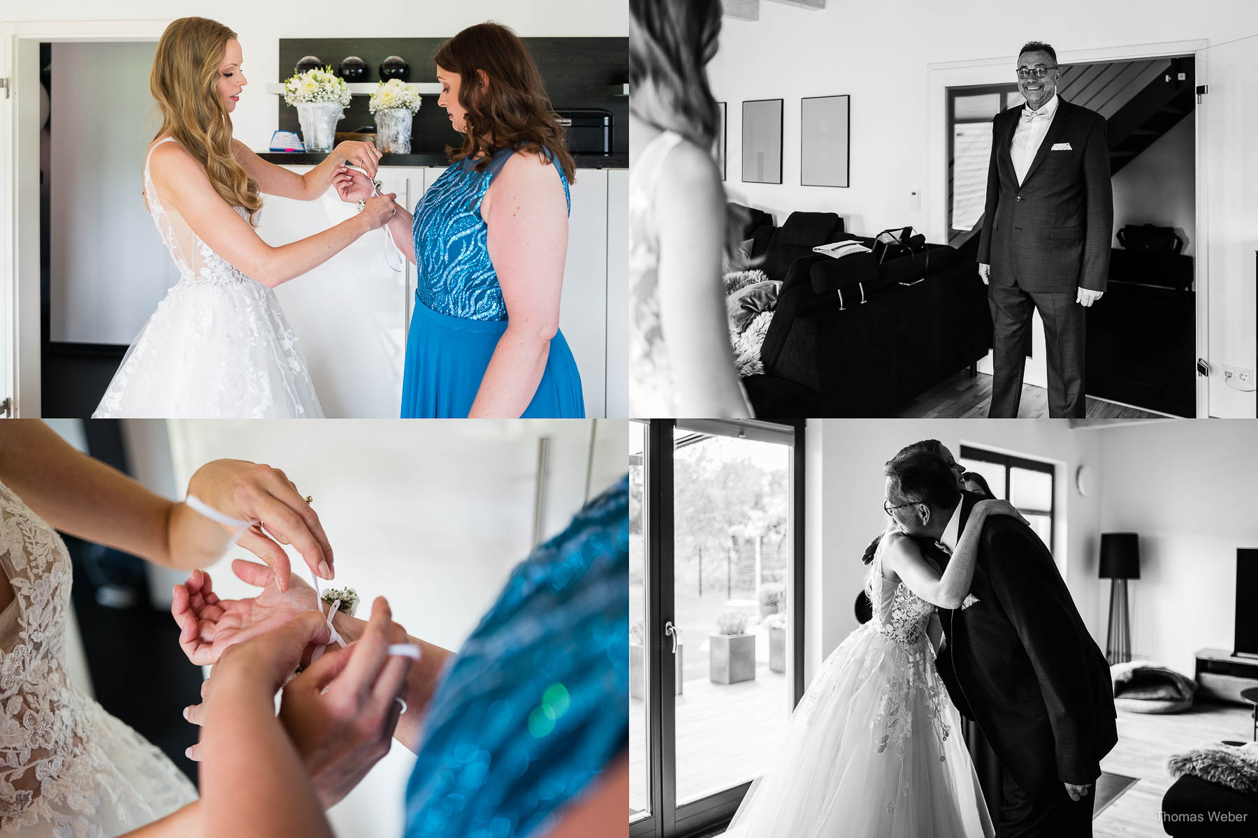 Ankleide der Braut vor der Hochzeit, Hochzeitsfotograf Thomas Weber aus Oldenburg