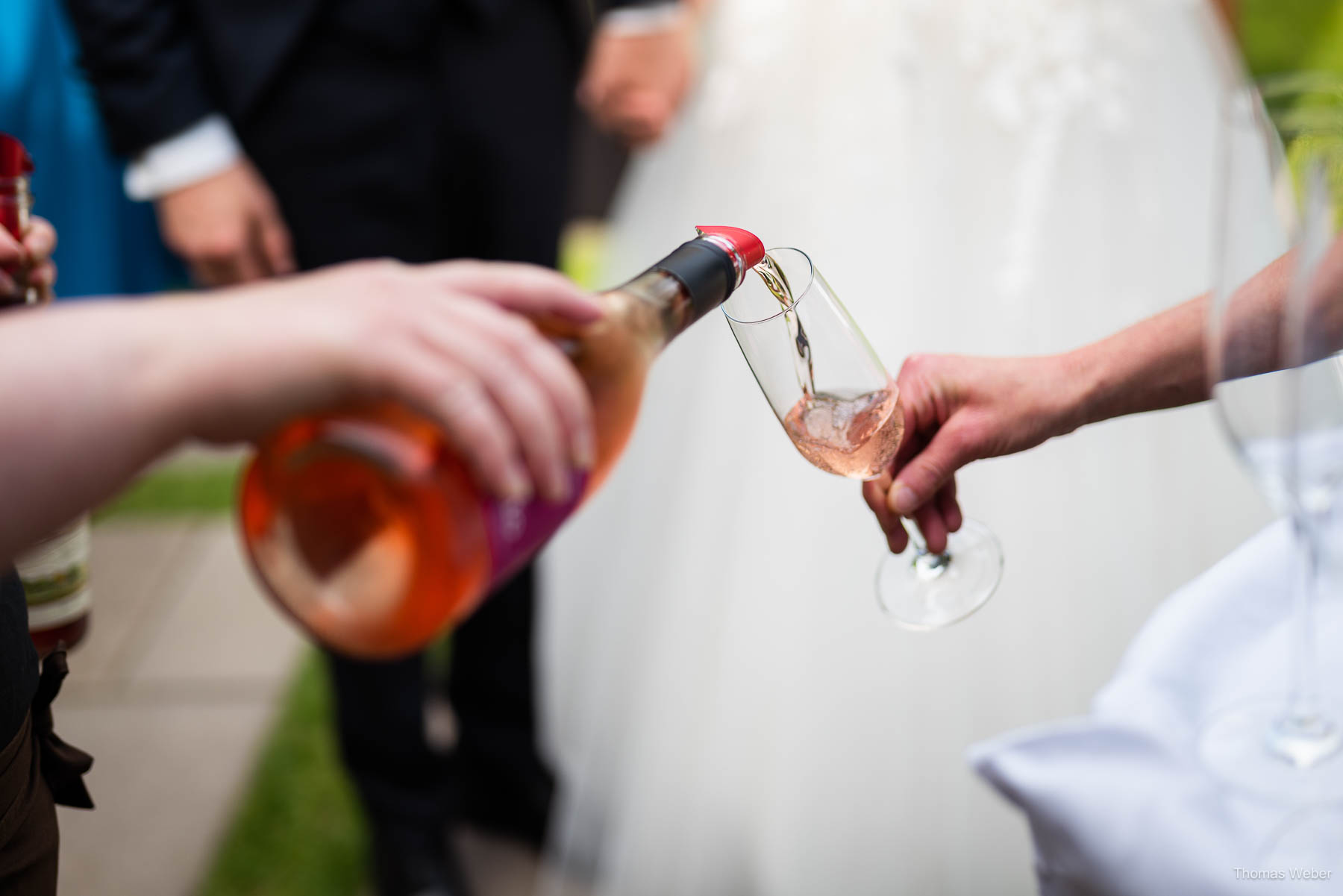 Hochzeitsempfang und Gratulation im Garten des Landhaus Etzhorn Oldenburg, Hochzeitsfotograf Thomas Weber aus Oldenburg