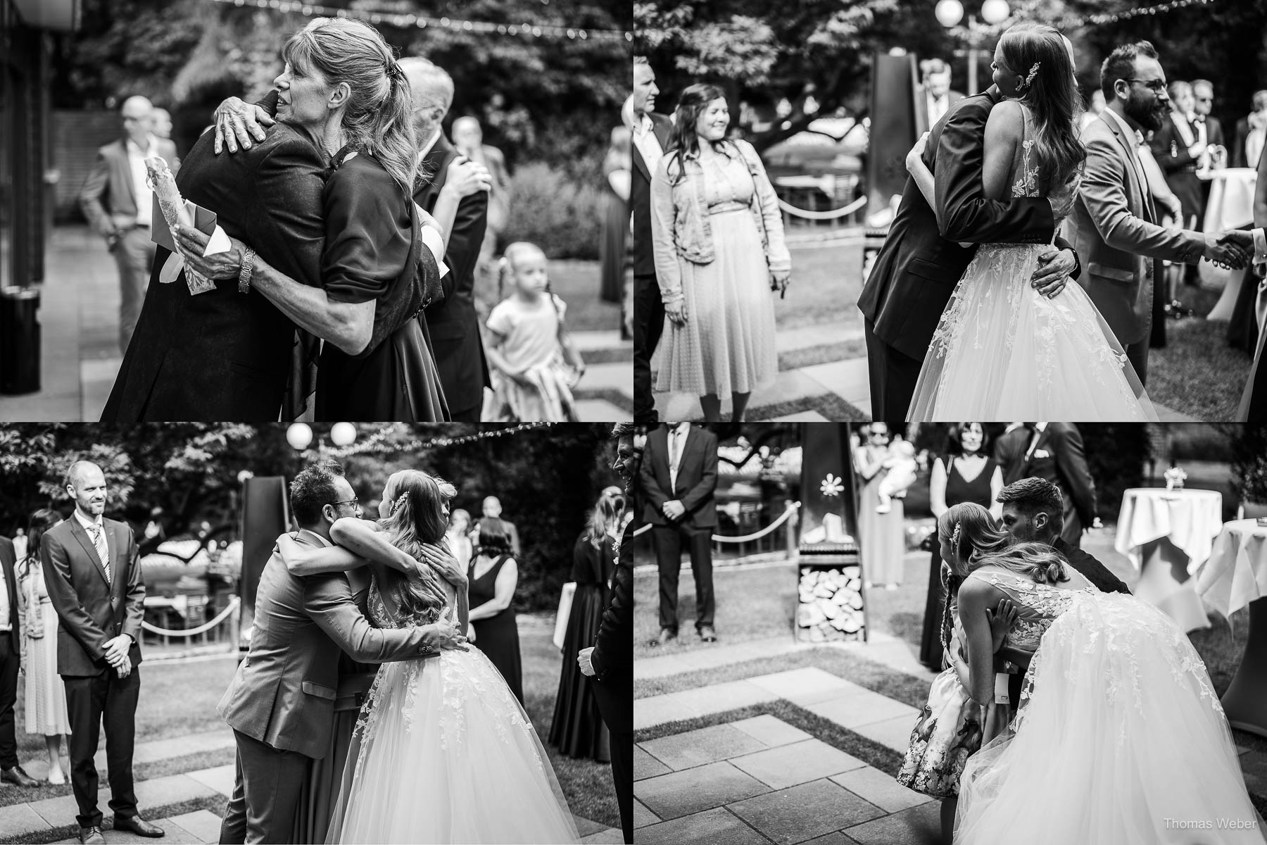 Hochzeitsempfang und Gratulation im Garten des Landhaus Etzhorn Oldenburg, Hochzeitsfotograf Thomas Weber aus Oldenburg