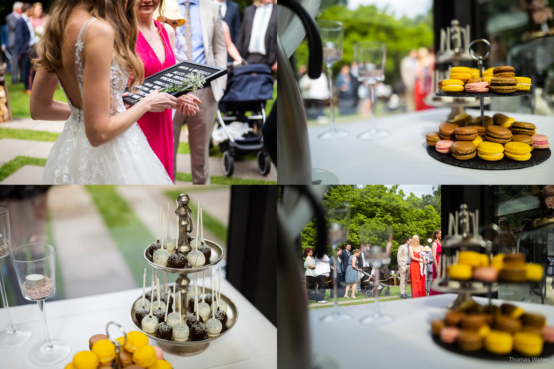 Hochzeitsempfang und Gratulation im Garten des Landhaus Etzhorn Oldenburg, Hochzeitsfotograf Thomas Weber aus Oldenburg