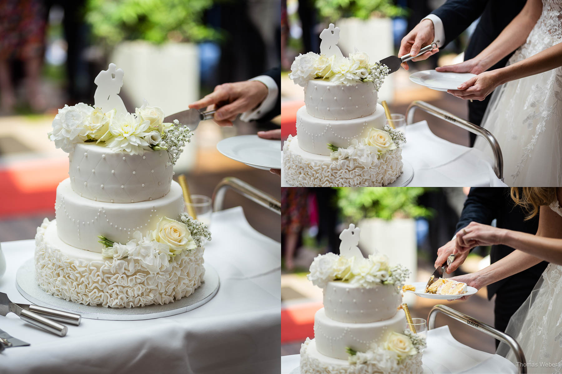 Anschnitt der Hochzeitstorte im Landhaus Etzhorn Oldenburg, Hochzeitsfotograf Thomas Weber aus Oldenburg