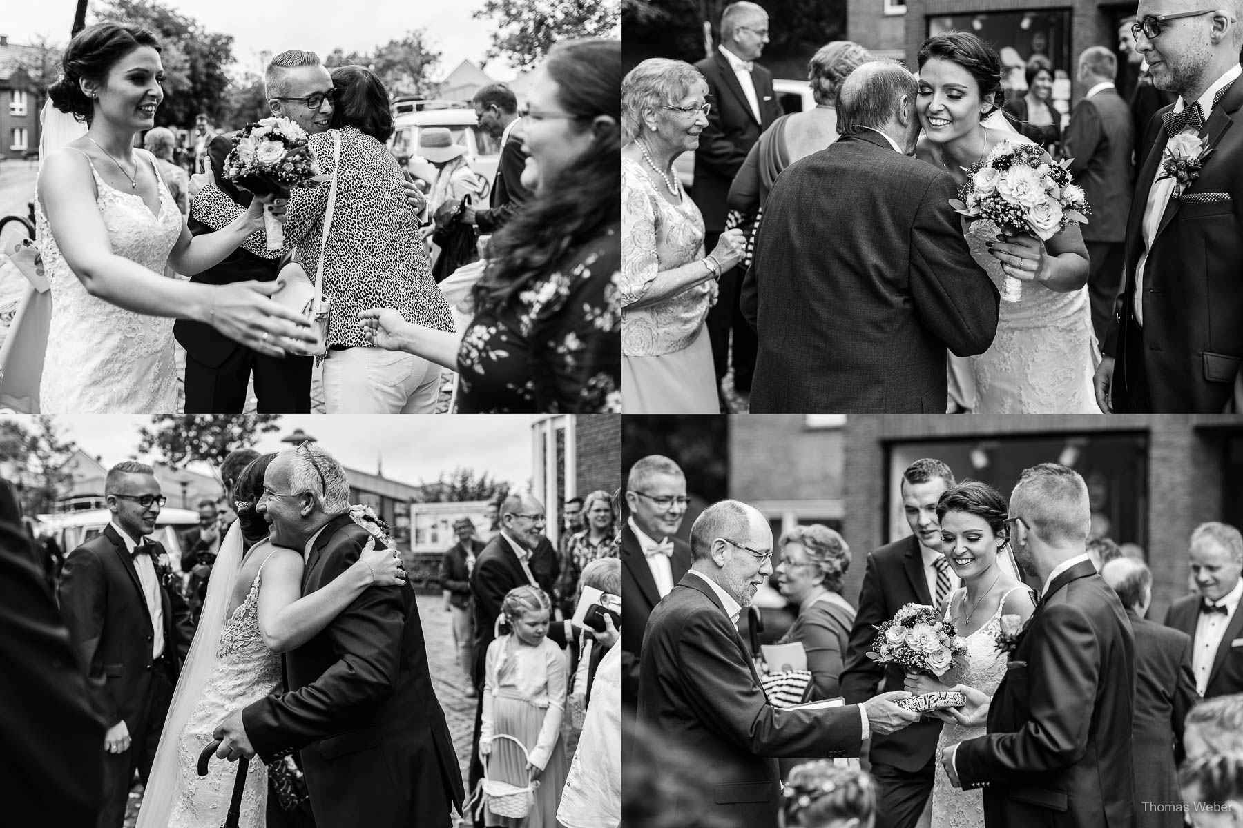 Gratulation der Hochzeitsgäste nach der kirchlichen Trauung in Wildeshausen, Hochzeitsfotograf Thomas Weber in Wildeshausen