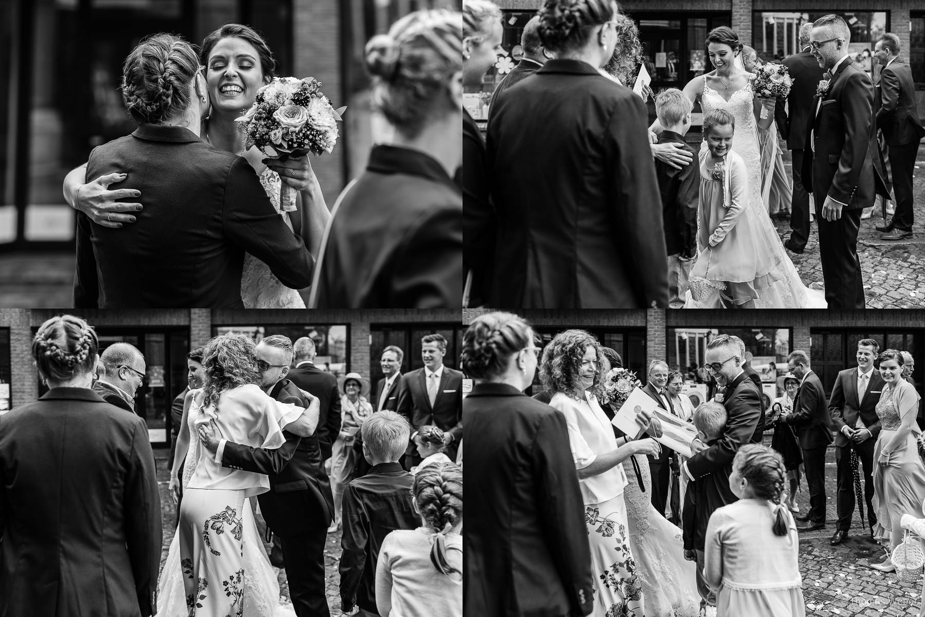 Gratulation der Hochzeitsgäste nach der kirchlichen Trauung in Wildeshausen, Hochzeitsfotograf Thomas Weber in Wildeshausen