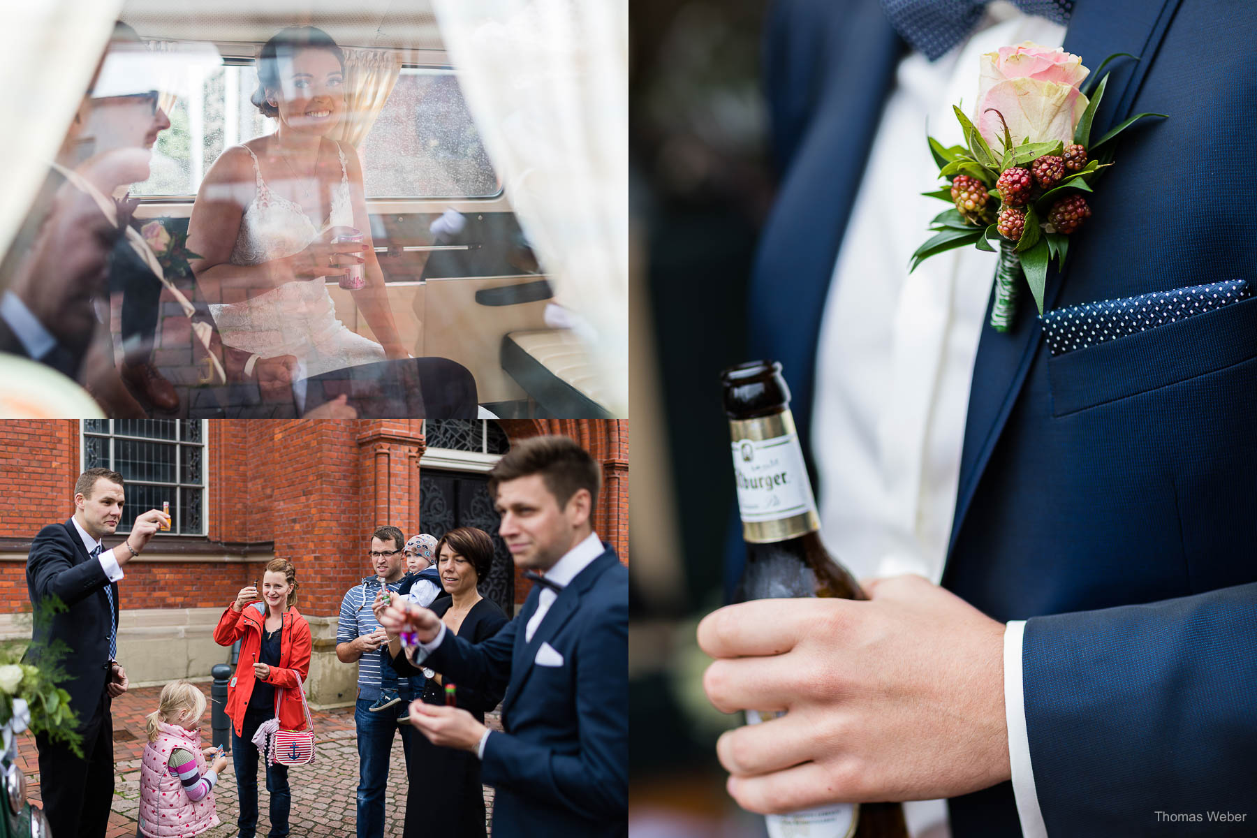 Gratulation der Hochzeitsgäste nach der kirchlichen Trauung in Wildeshausen, Hochzeitsfotograf Thomas Weber in Wildeshausen