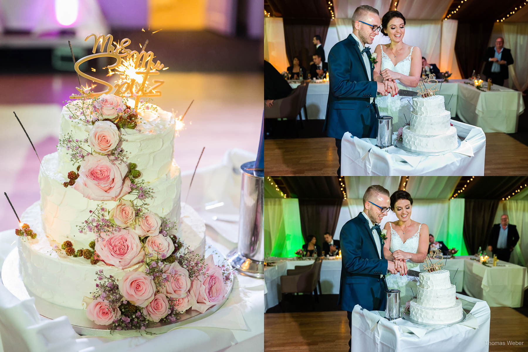 Die Hochzeitstorte in der Bullmühle Visbek, Hochzeitsfotograf Thomas Weber aus Oldenburg