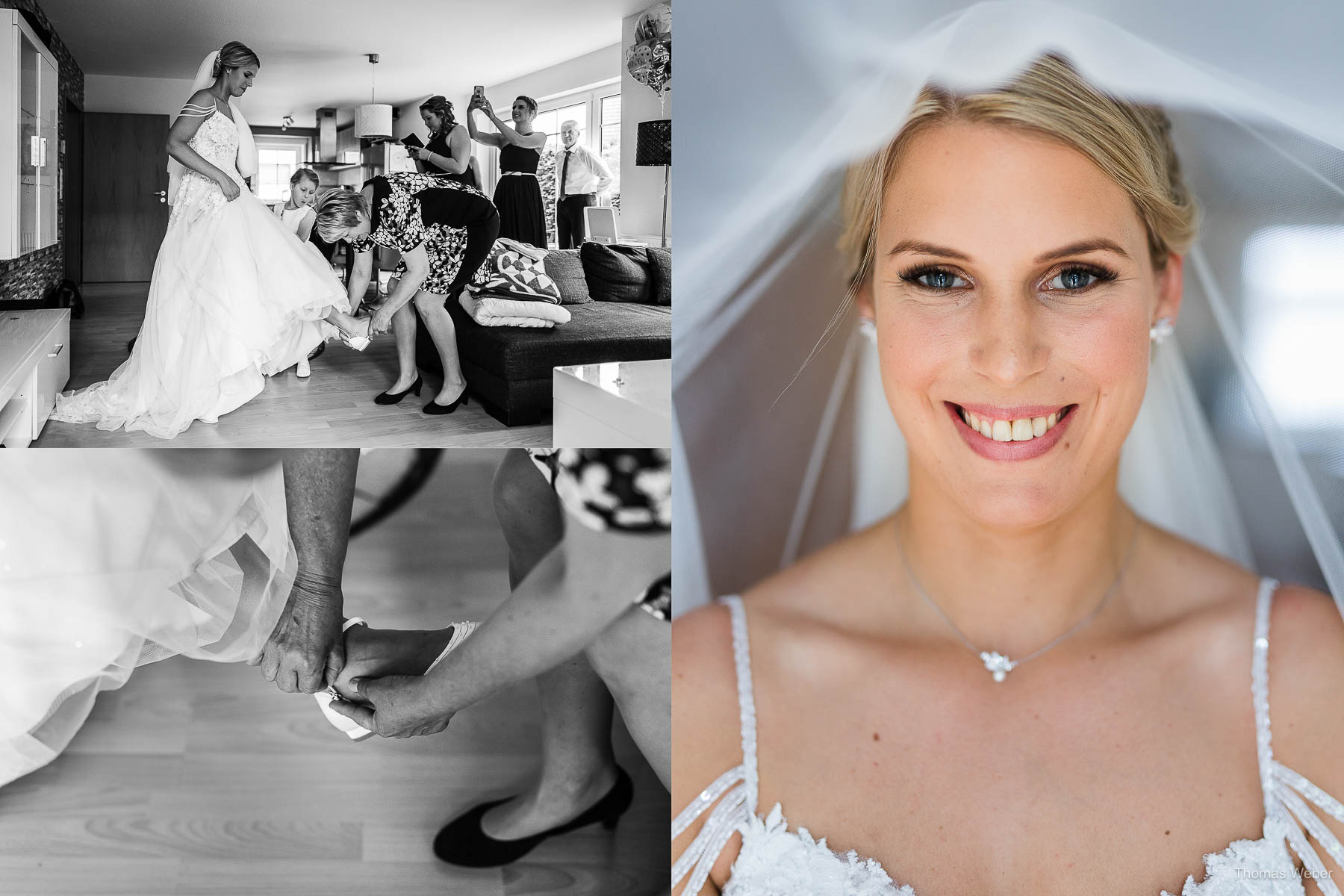 Vorbereitungen und Ankleide der Braut in Hatten, Hochzeitsfotograf Thomas Weber aus Oldenburg