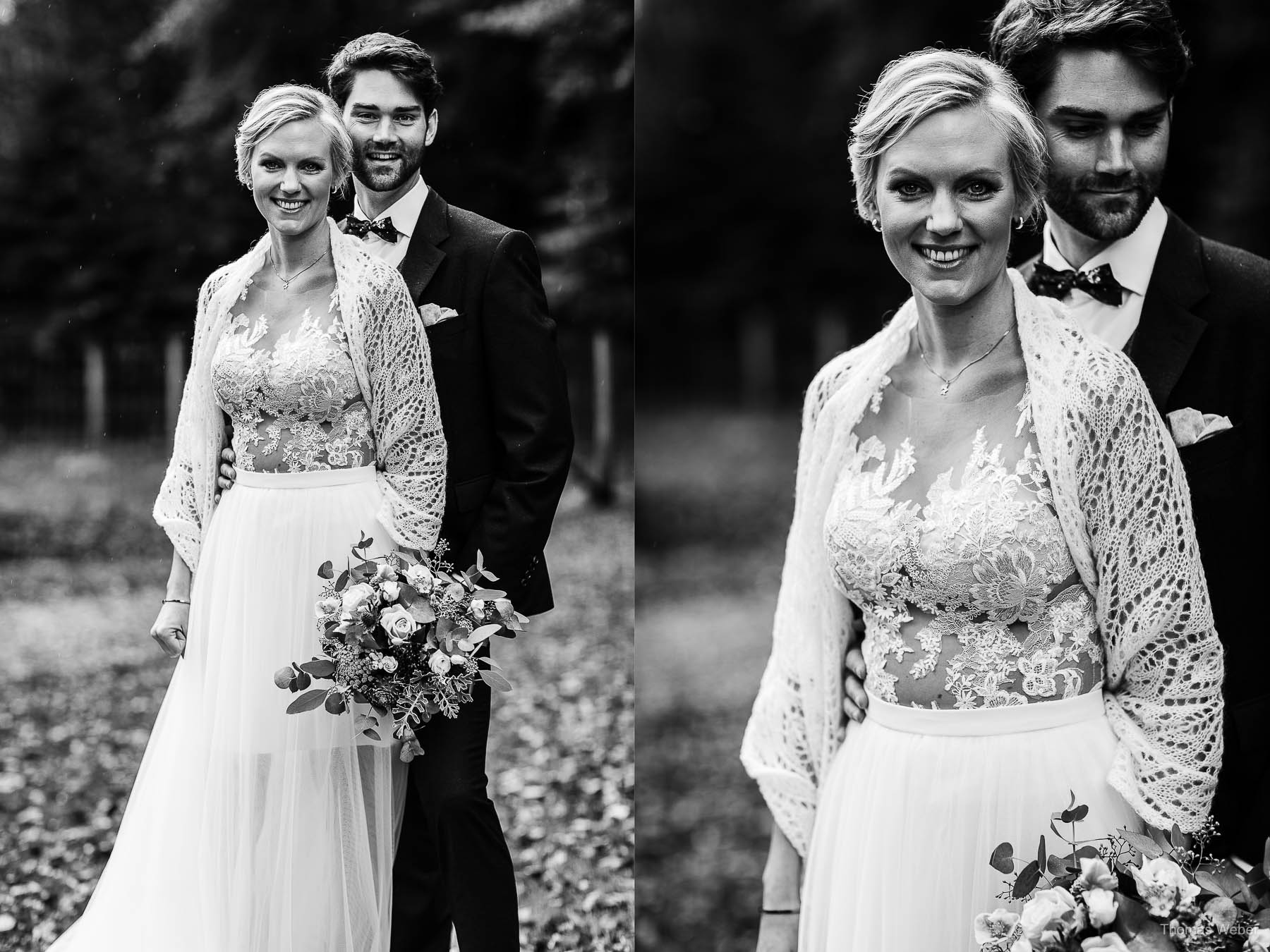 Hochzeitsfotos des Brautpaares vor dem Hotel Weissenburg in Billerbeck bei der Hochzeitsreportage im Münsterland, Hochzeitsfotograf Thomas Weber