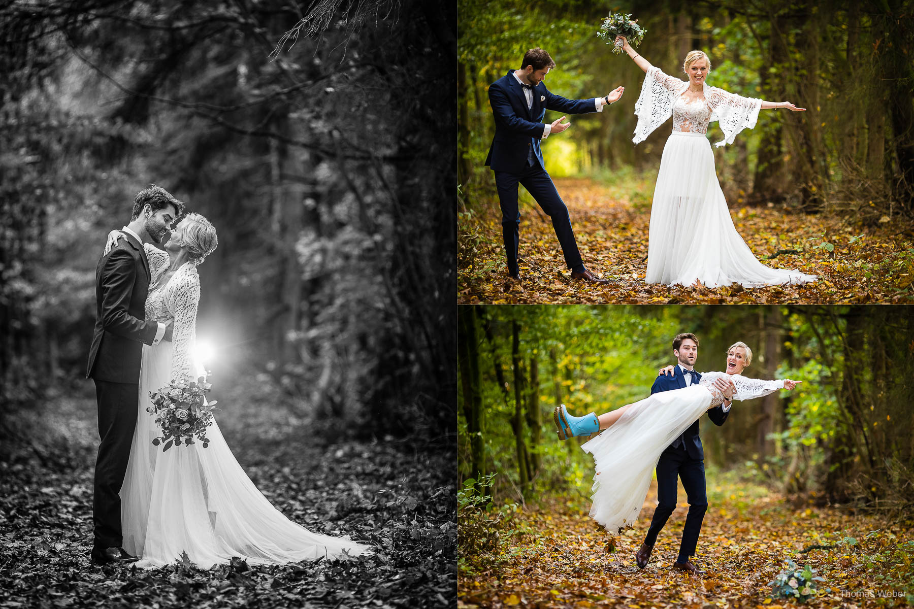 Hochzeitsfotos des Brautpaares vor dem Hotel Weissenburg in Billerbeck bei der Hochzeitsreportage im Münsterland, Hochzeitsfotograf Thomas Weber